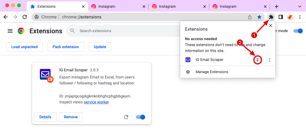 Instant Email Verifier chrome extension install pin